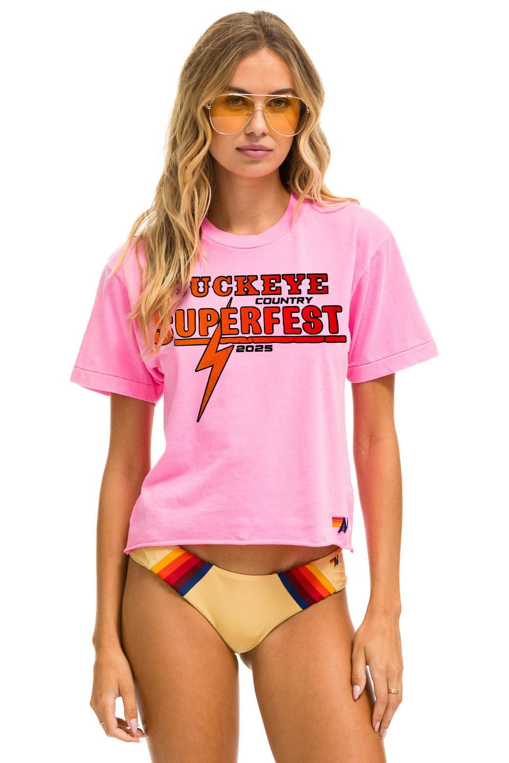 BUCKEYE FEST 2025 BOYFRIEND TEE SHIRT - NEON PINK