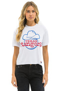 TEXAS RANGERS BOLT WOMENS BOYFRIEND TEE - WHITE