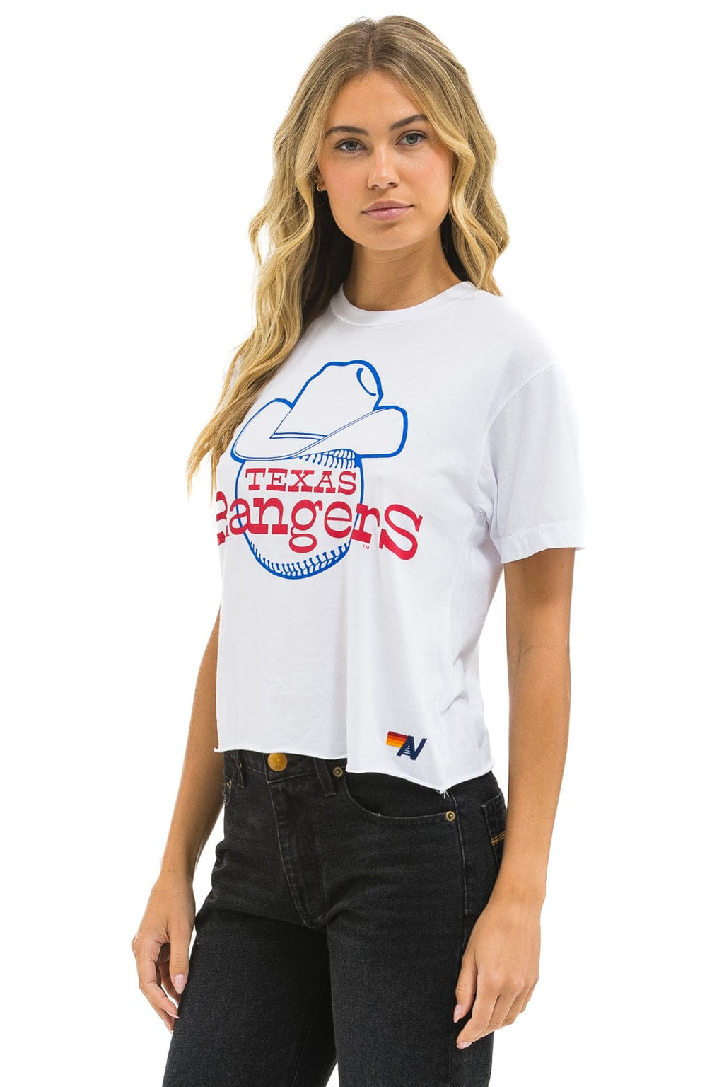 TEXAS RANGERS BOLT WOMENS BOYFRIEND TEE - WHITE