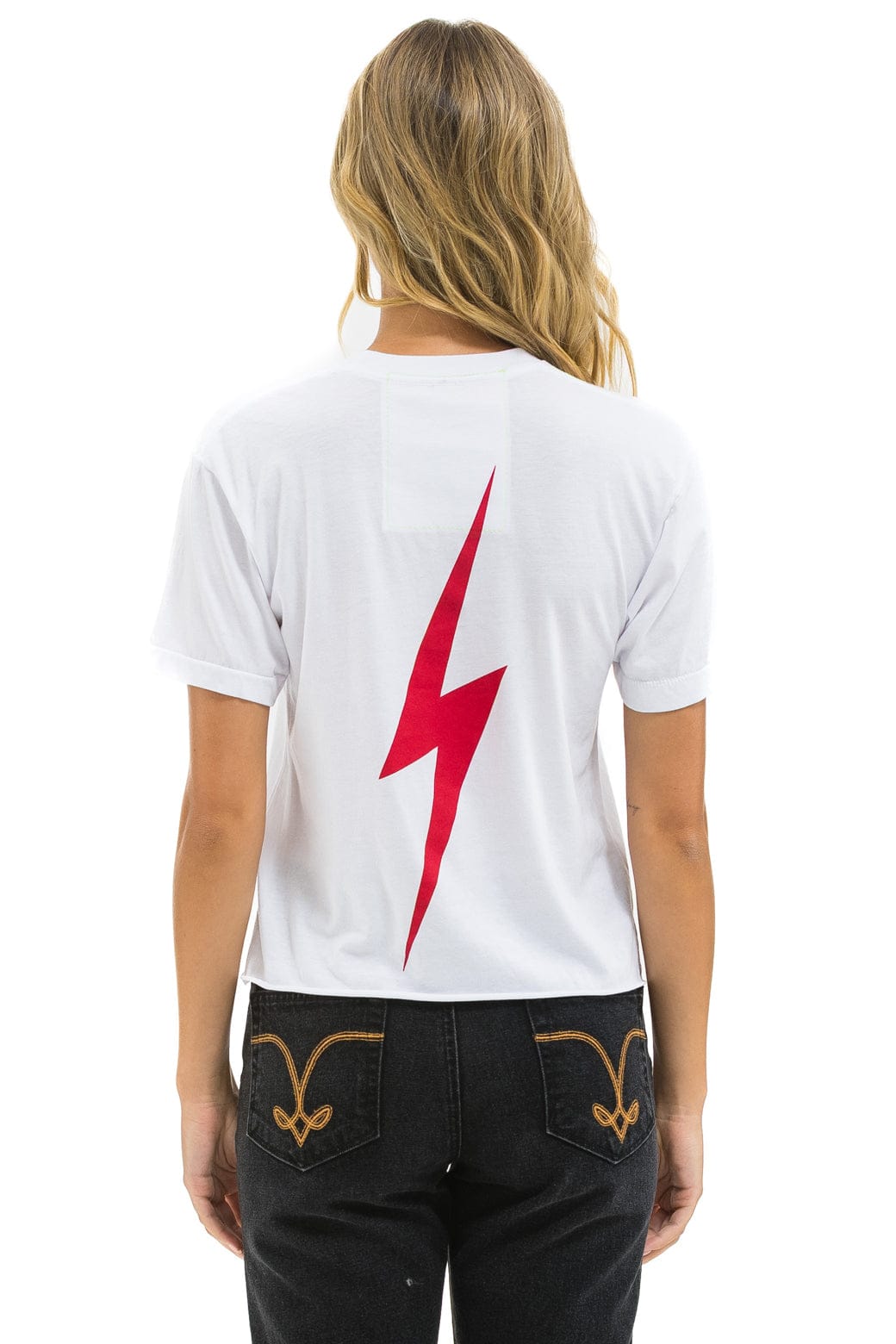 TEXAS RANGERS BOLT WOMENS BOYFRIEND TEE - WHITE