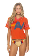 LOGO V-NECK JERSEY BOYFRIEND TEE - VINTAGE ORANGE VINTAGE RED