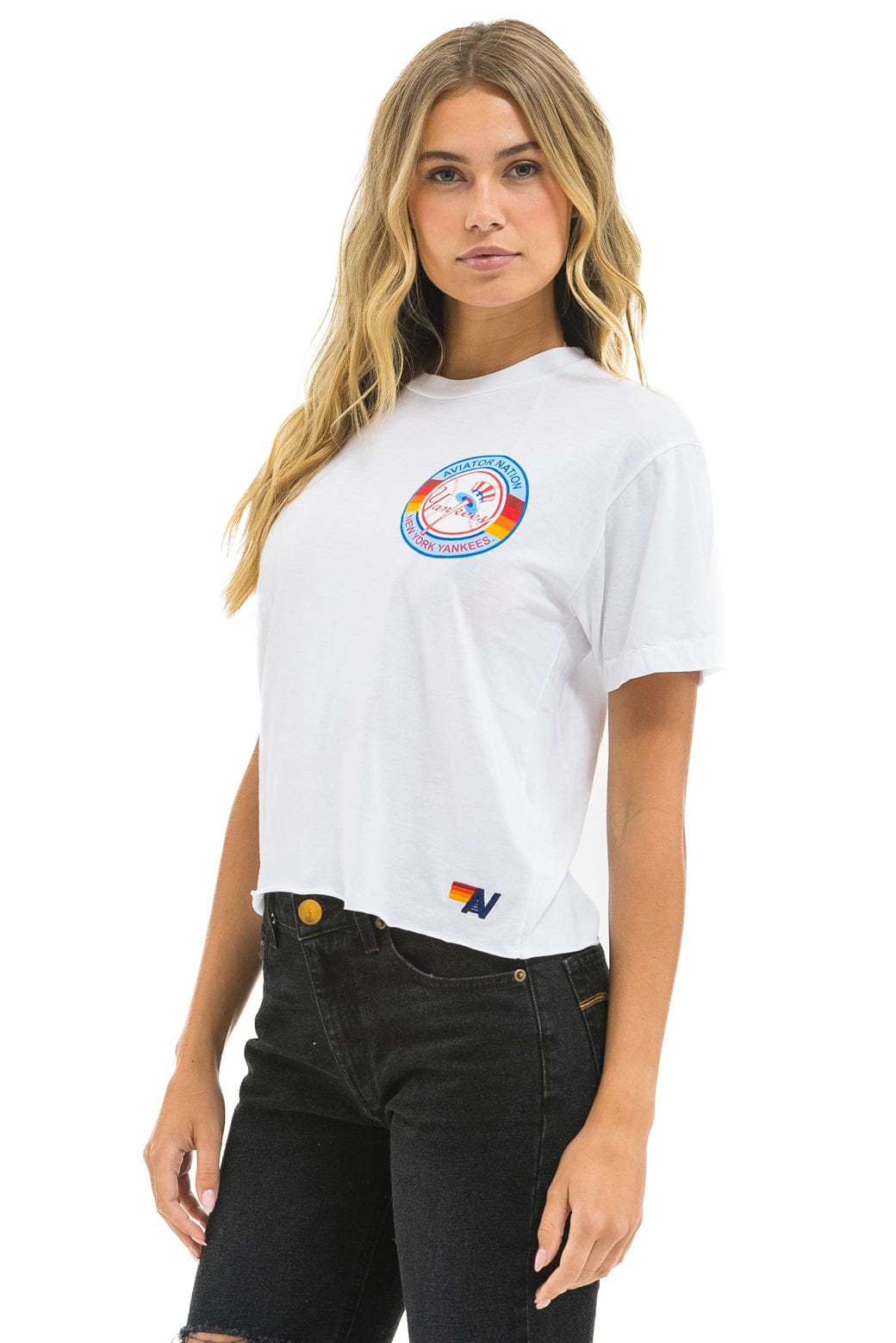 NY YANKEES AVIATOR NATION BOYFRIEND TEE - WHITE