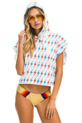 AVIATOR BOLT SLEEVELESS RELAXED CROPPED PULLOVER HOODIE - WHITE USA