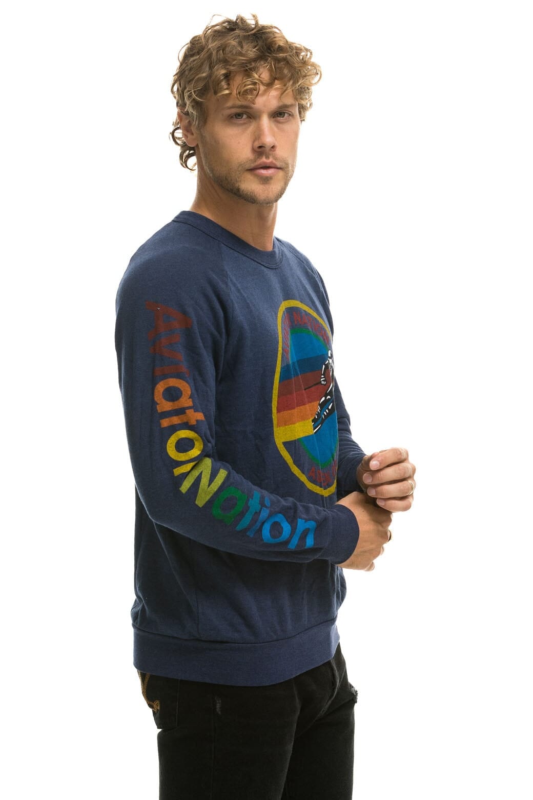 AVIATOR NATION ASPEN CREW SWEATSHIRT - NAVY