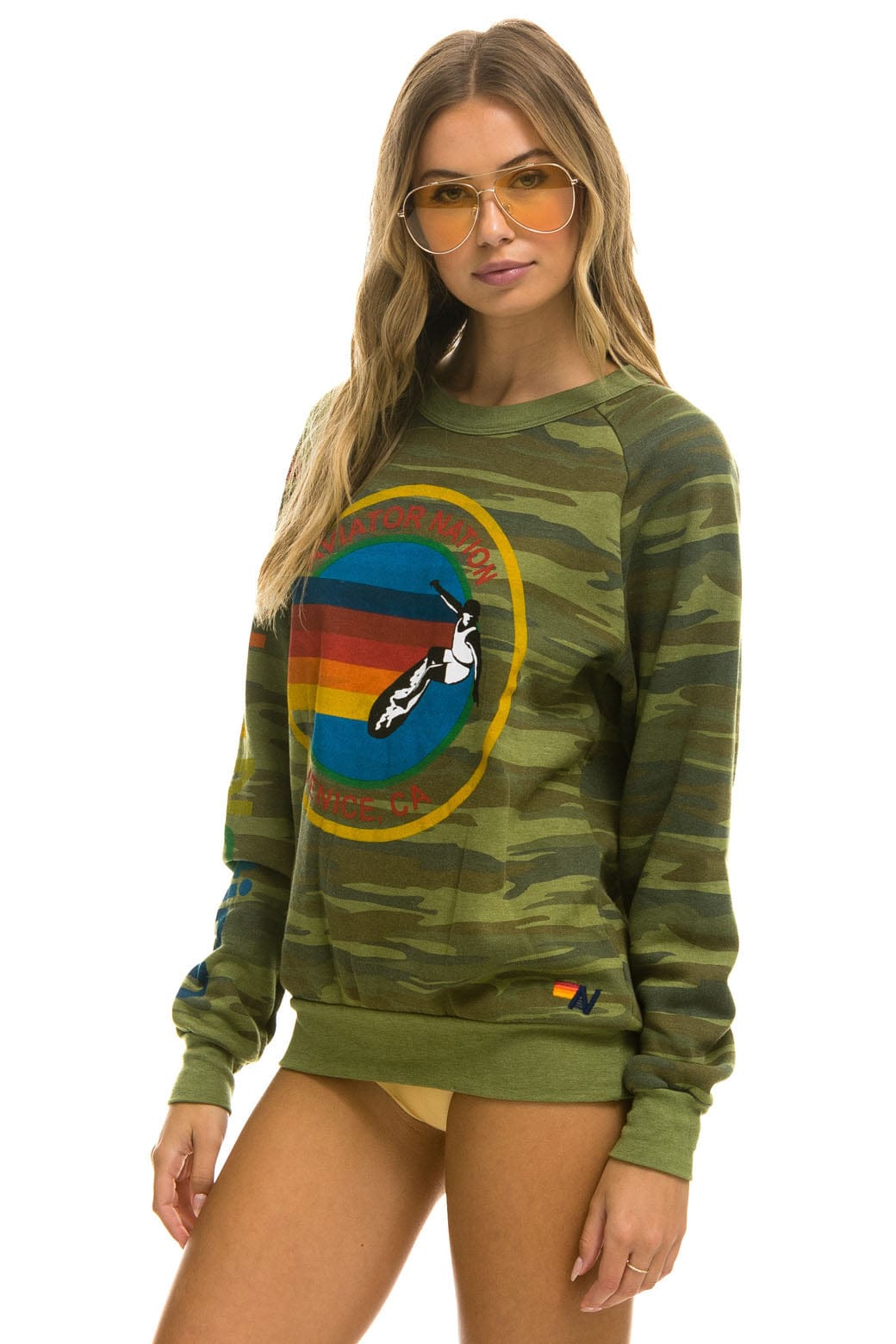 AVIATOR NATION VENICE CREW SWEATSHIRT - CAMO