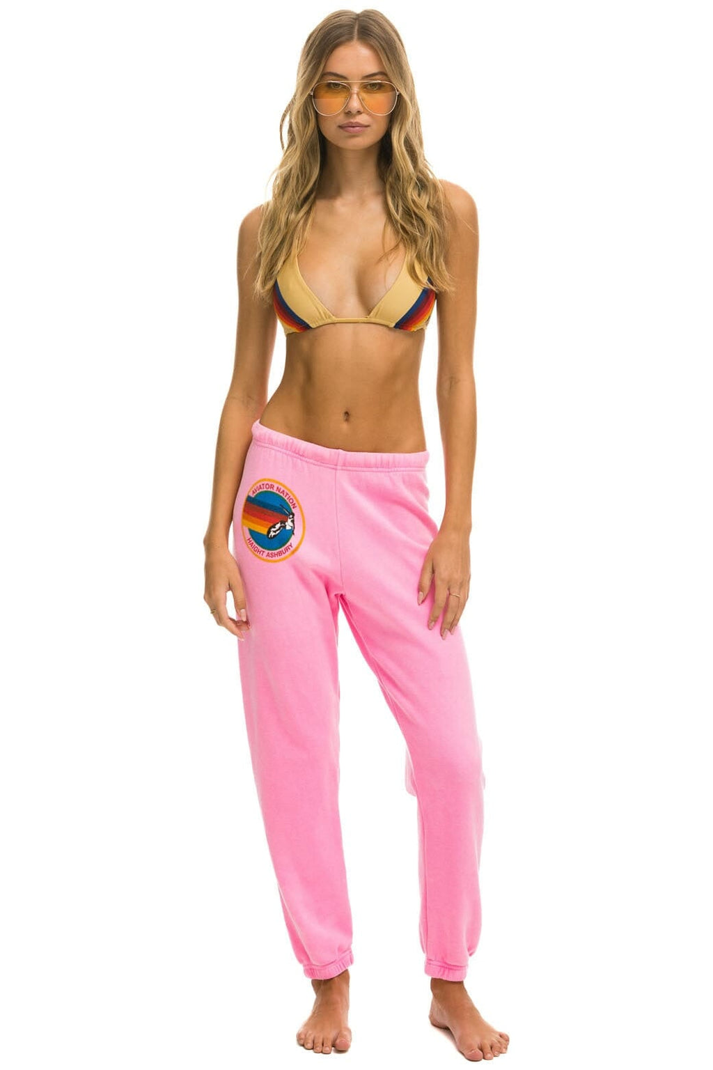 AVIATOR NATION HAIGHT ASHBURY SWEATPANTS - NEON PINK