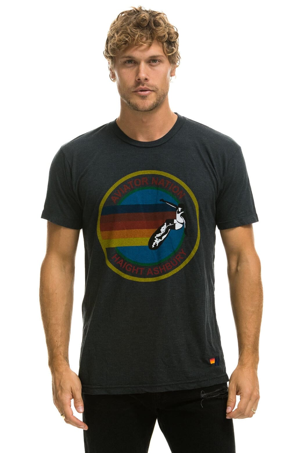 AVIATOR NATION HAIGHT ASHBURY TEE - CHARCOAL