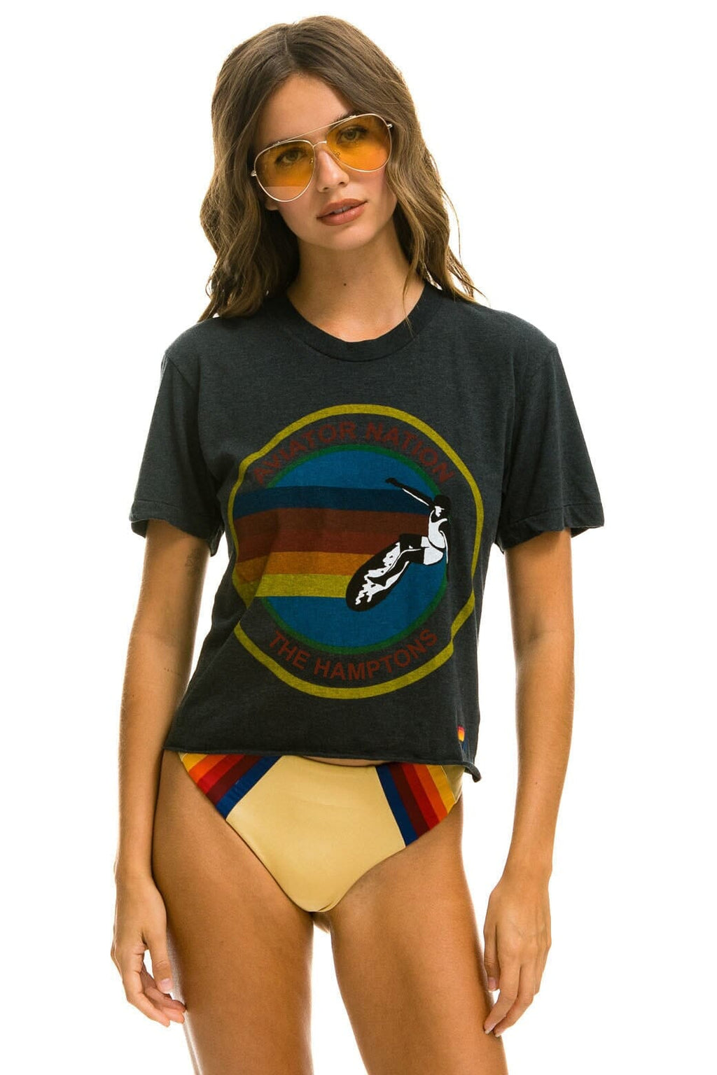 AVIATOR NATION HAMPTONS BOYFRIEND TEE - CHARCOAL