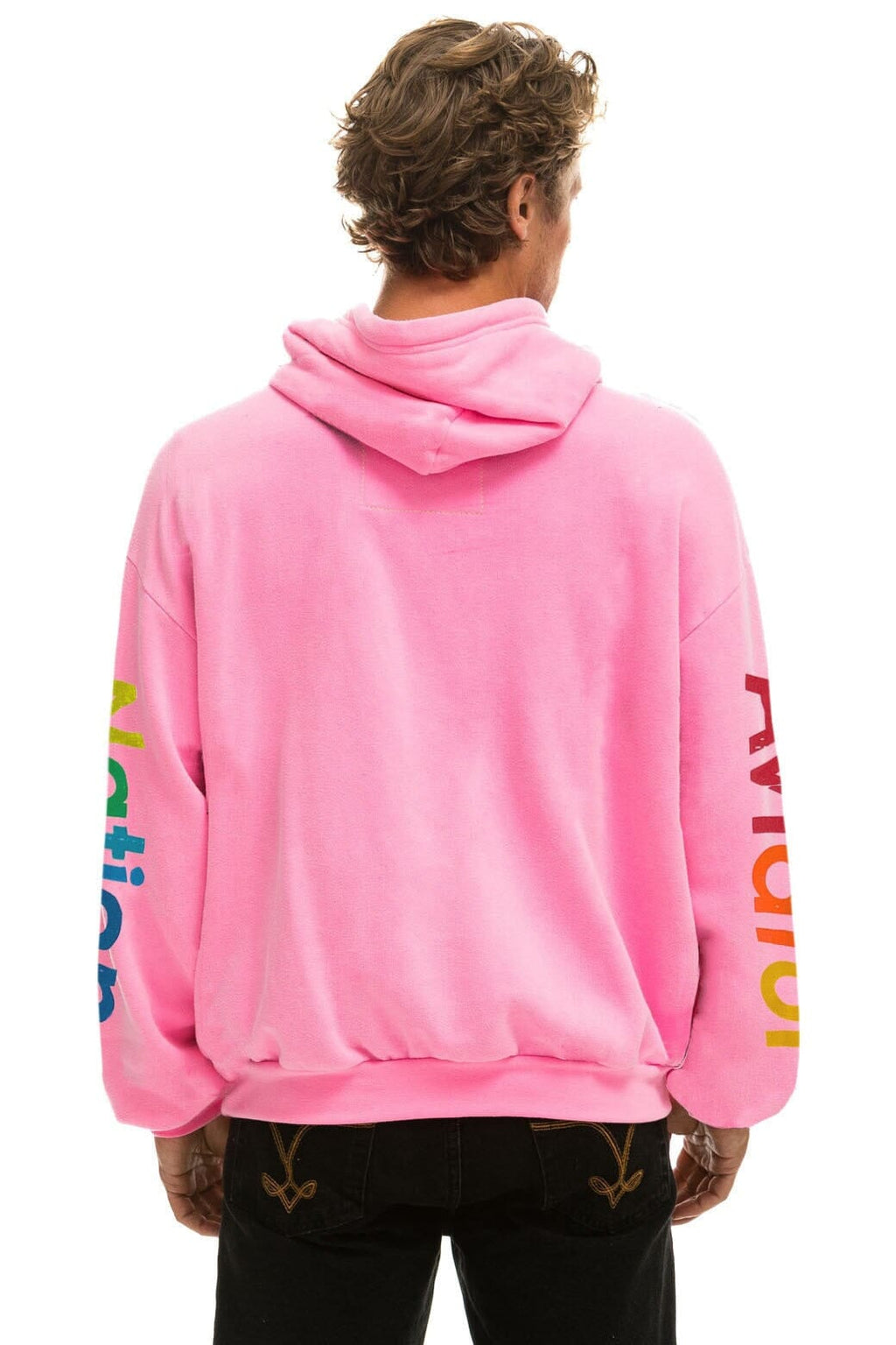 AVIATOR NATION HAMPTONS RELAXED PULLOVER HOODIE - NEON PINK
