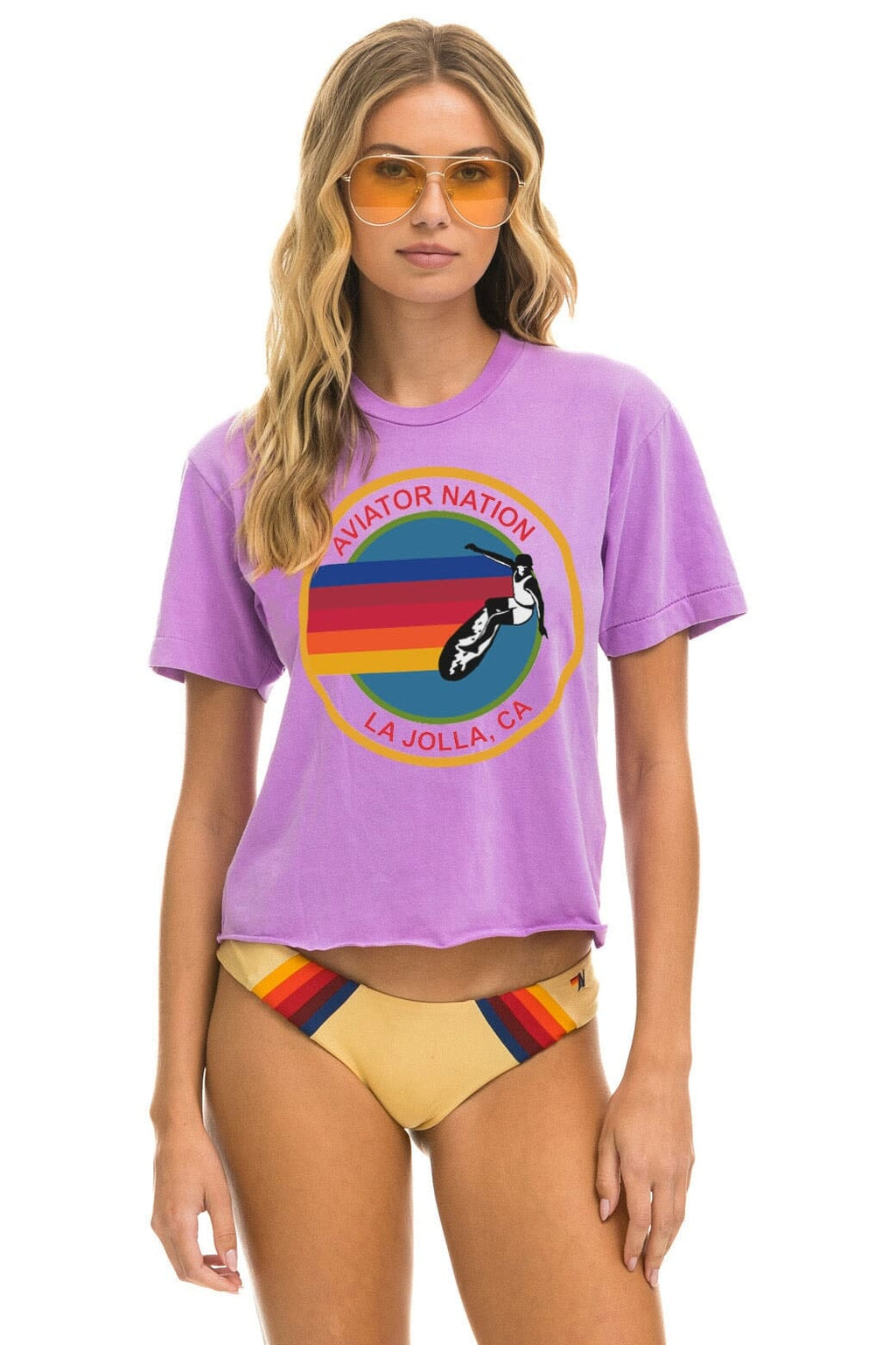 AVIATOR NATION LA JOLLA BOYFRIEND TEE - NEON PURPLE