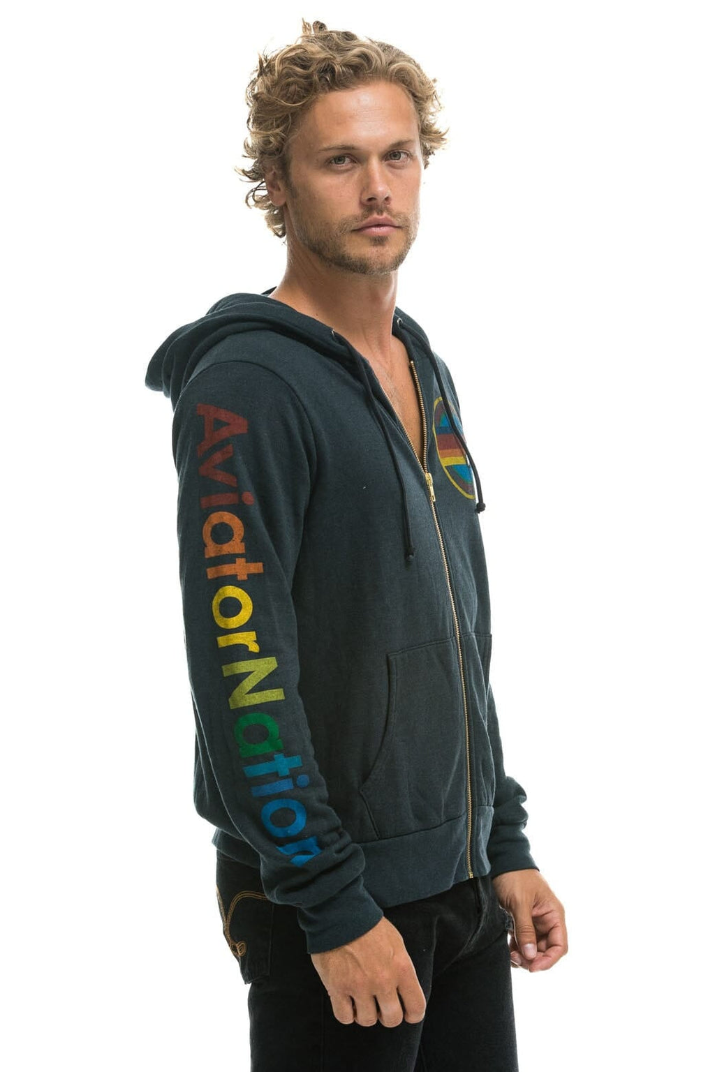 AVIATOR NATION LA JOLLA ZIP HOODIE - CHARCOAL