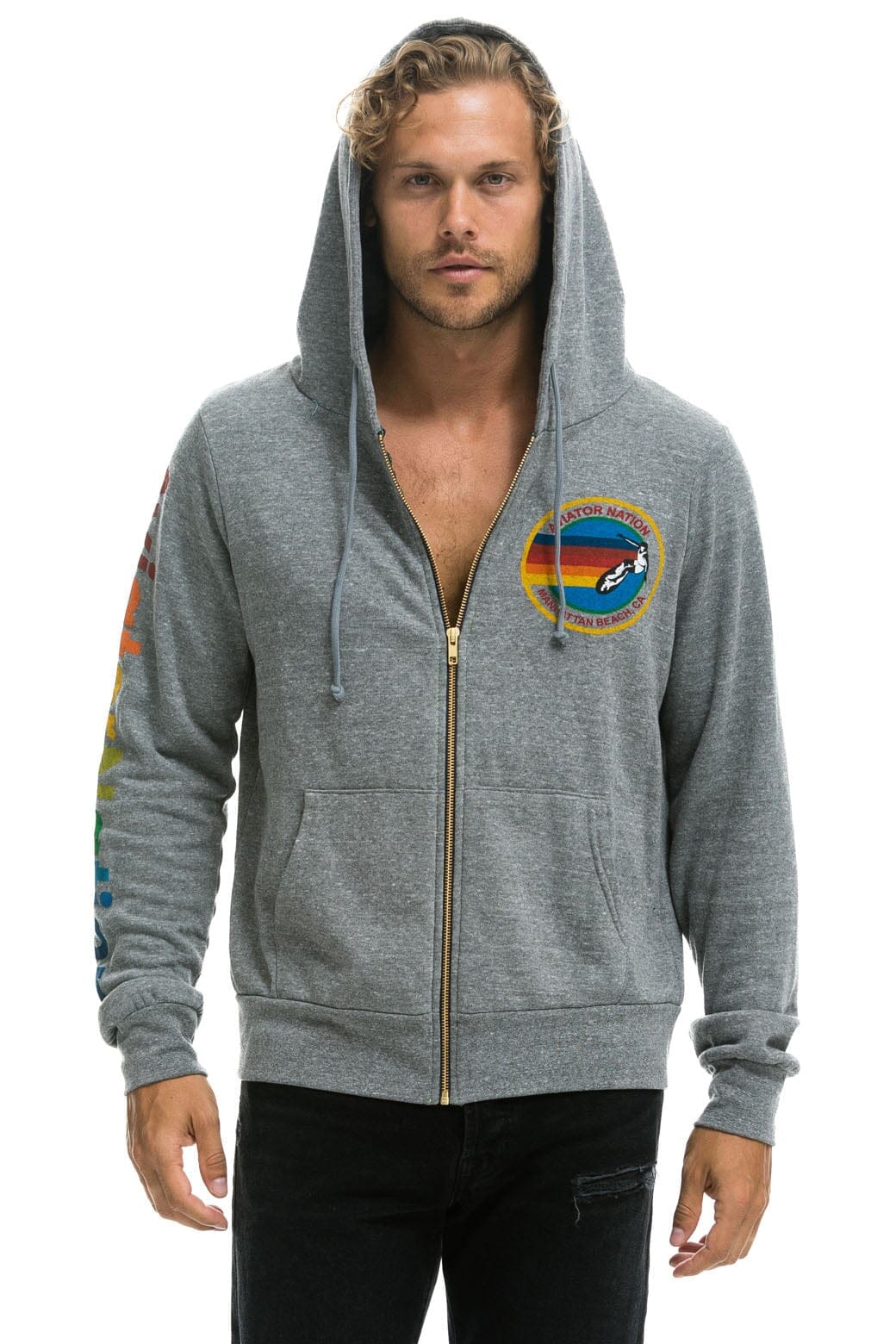 AVIATOR NATION MANHATTAN BEACH HOODIE - HEATHER GREY