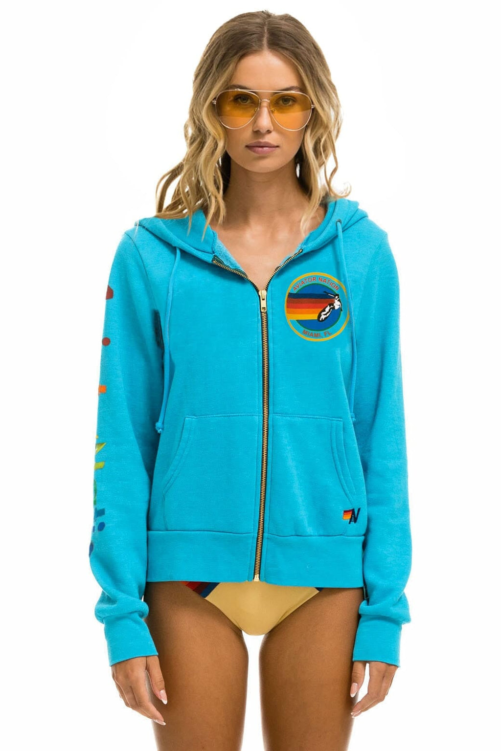 AVIATOR NATION MIAMI HOODIE - NEON BLUE
