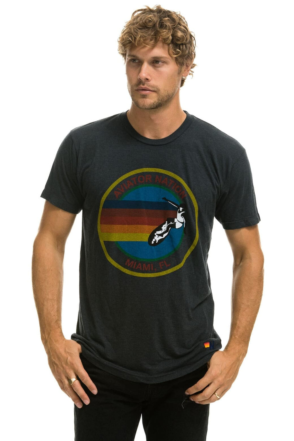 AVIATOR NATION MIAMI TEE - CHARCOAL