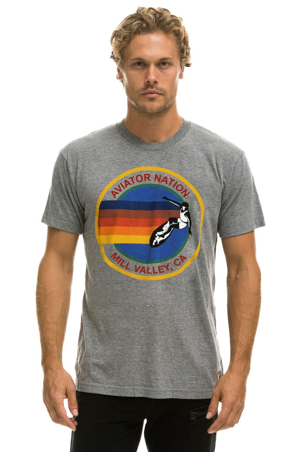 AVIATOR NATION MILL VALLEY TEE - HEATHER GREY