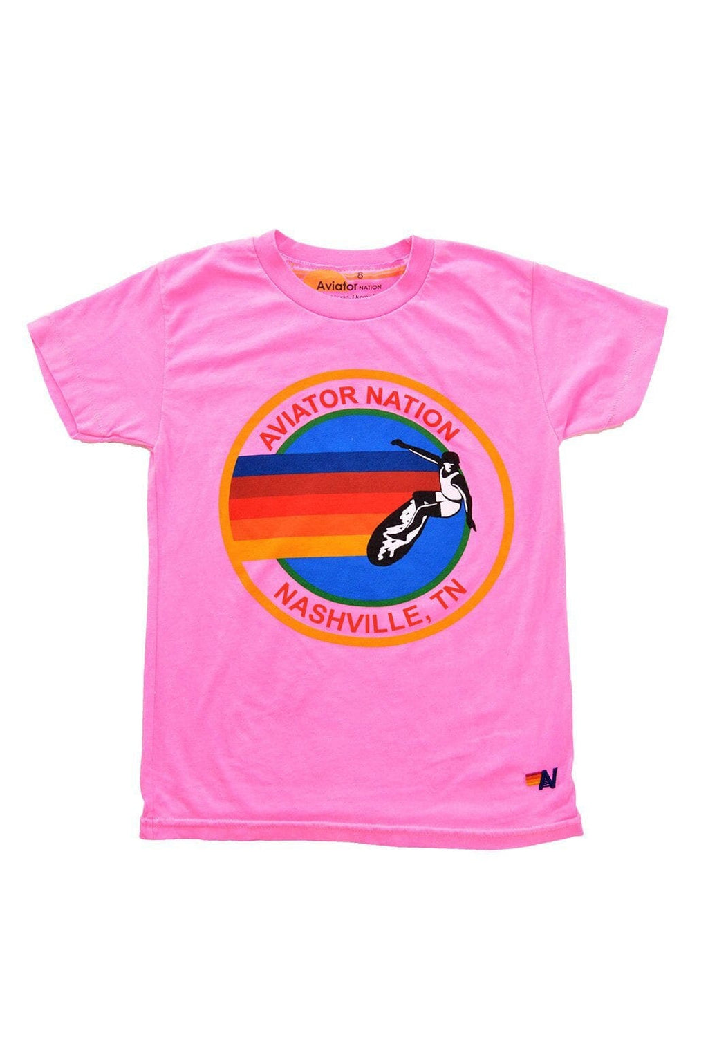 KIDS AVIATOR NATION NASHVILLE TEE - NEON PINK