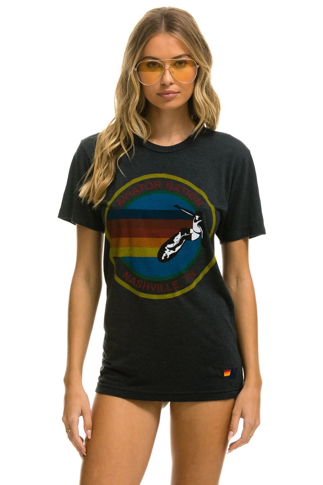 AVIATOR NATION NASHVILLE TEE - CHARCOAL
