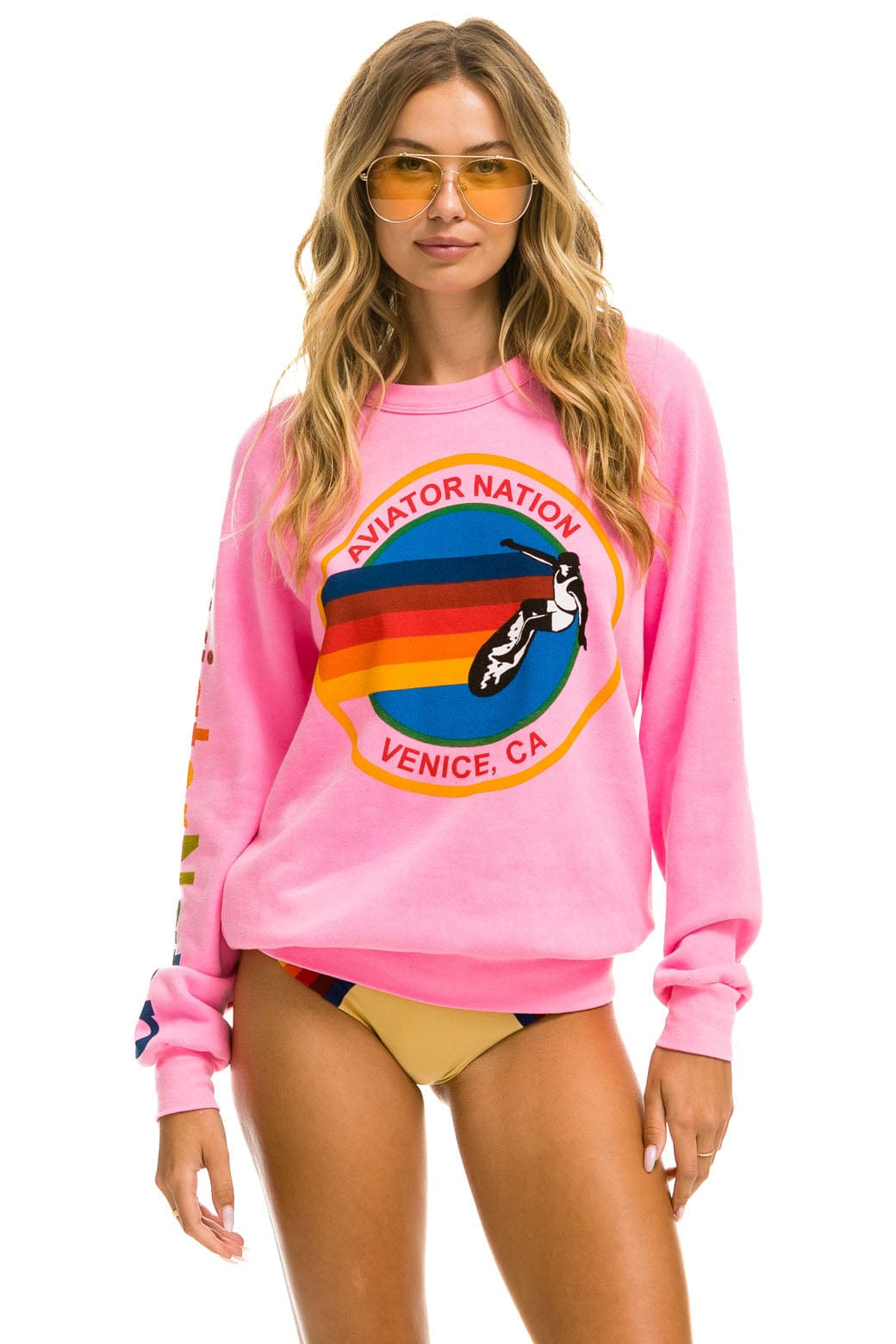 AVIATOR NATION VENICE SWEATSHIRT - NEON PINK
