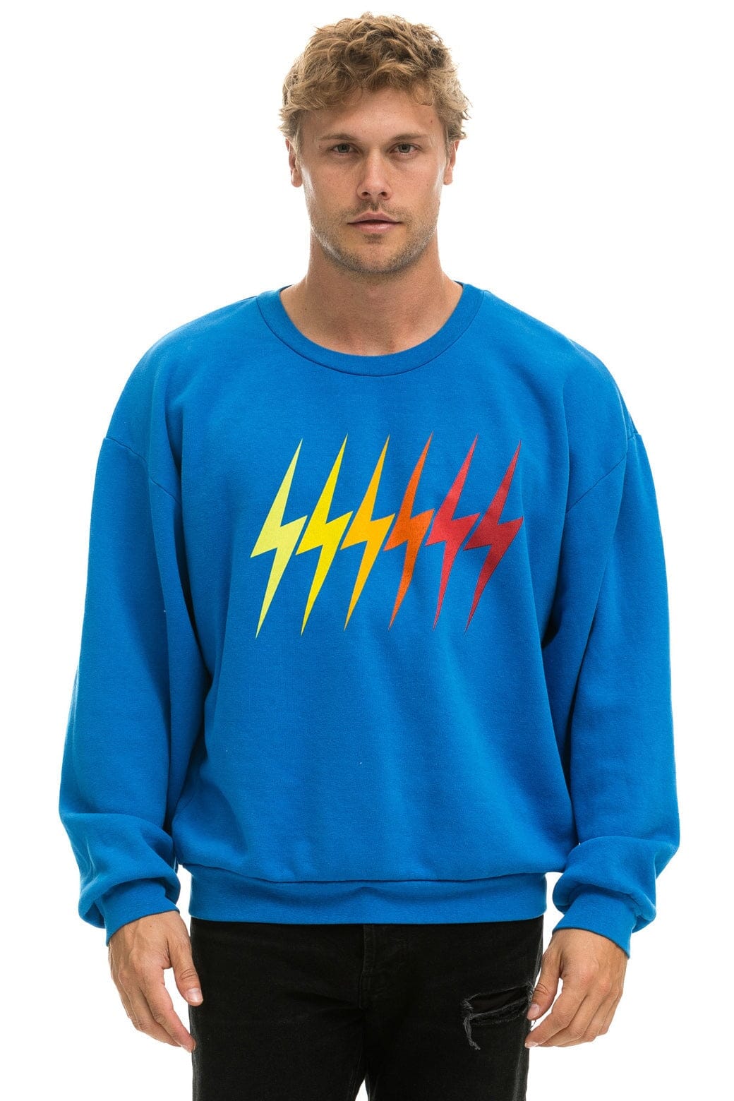 BOLT GRADIENT RELAXED CREW SWEATSHIRT - OCEAN RAINBOW