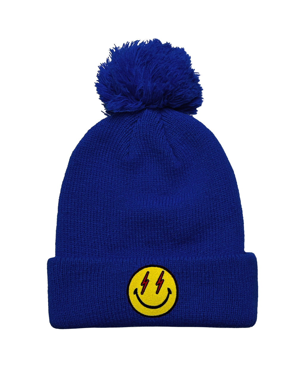 BOLT SMILEY POM POM RIB BEANIE