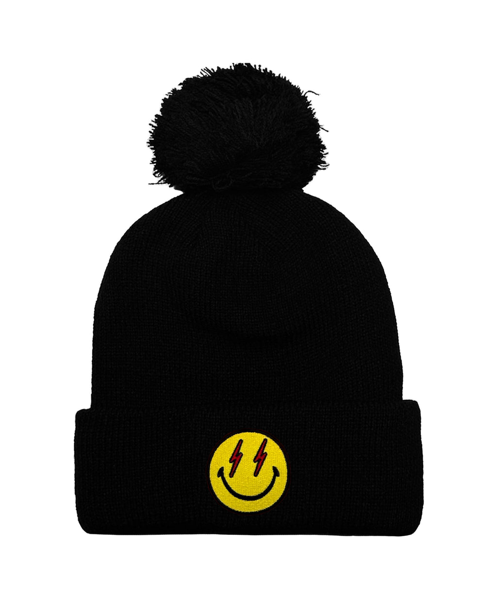 BOLT SMILEY POM POM RIB BEANIE