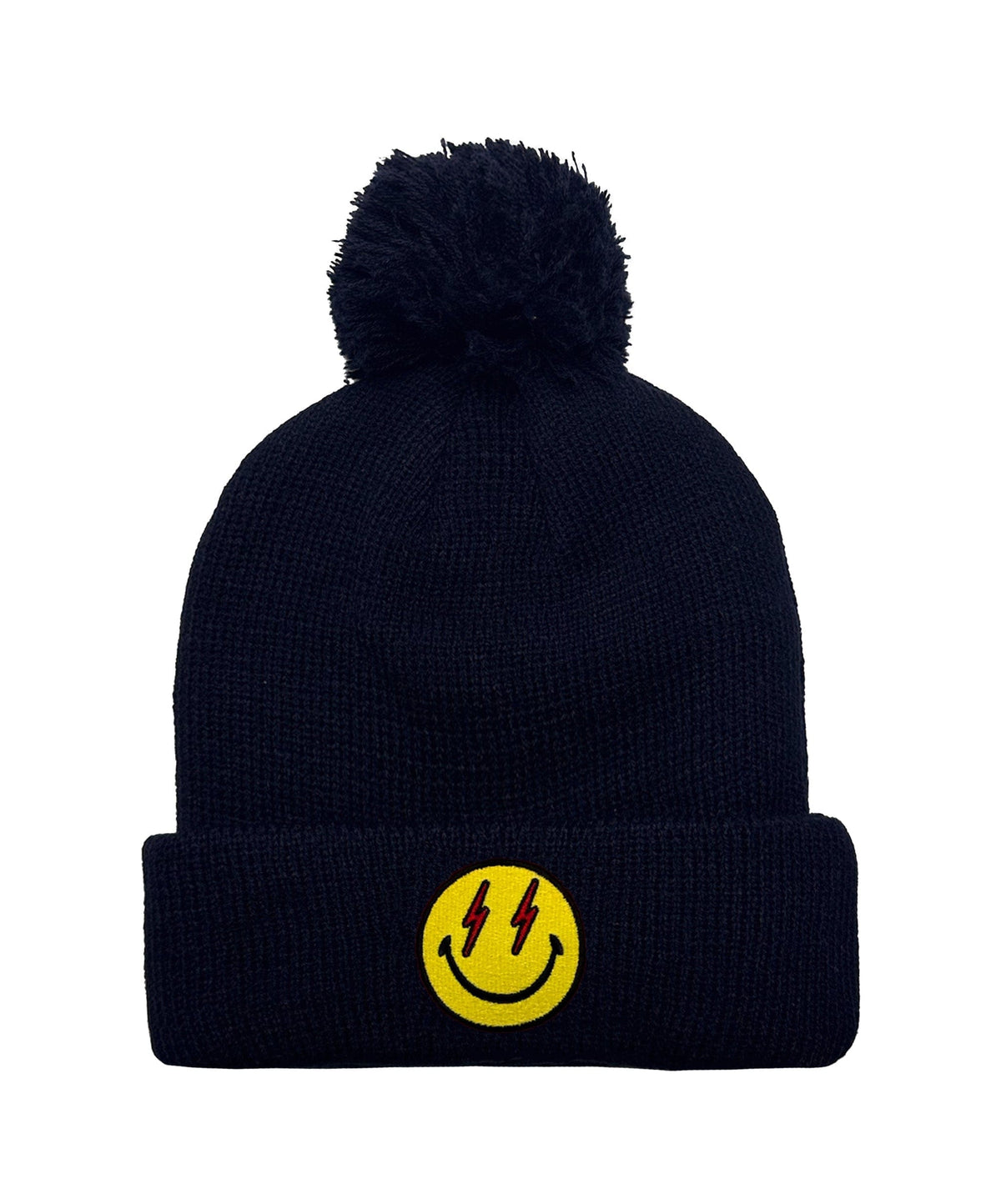 BOLT SMILEY POM POM RIB BEANIE