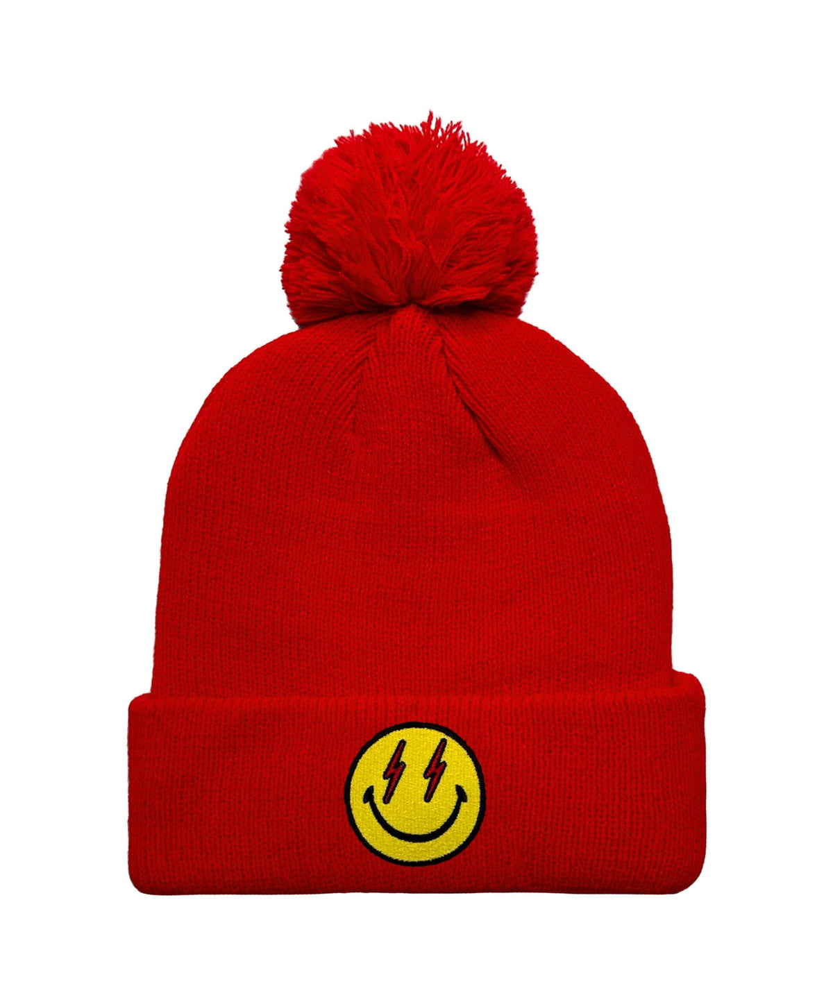 BOLT SMILEY POM POM RIB BEANIE