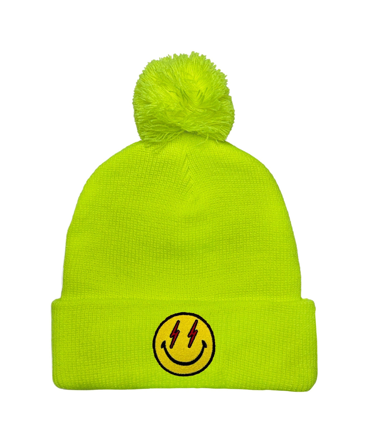 BOLT SMILEY POM POM RIB BEANIE