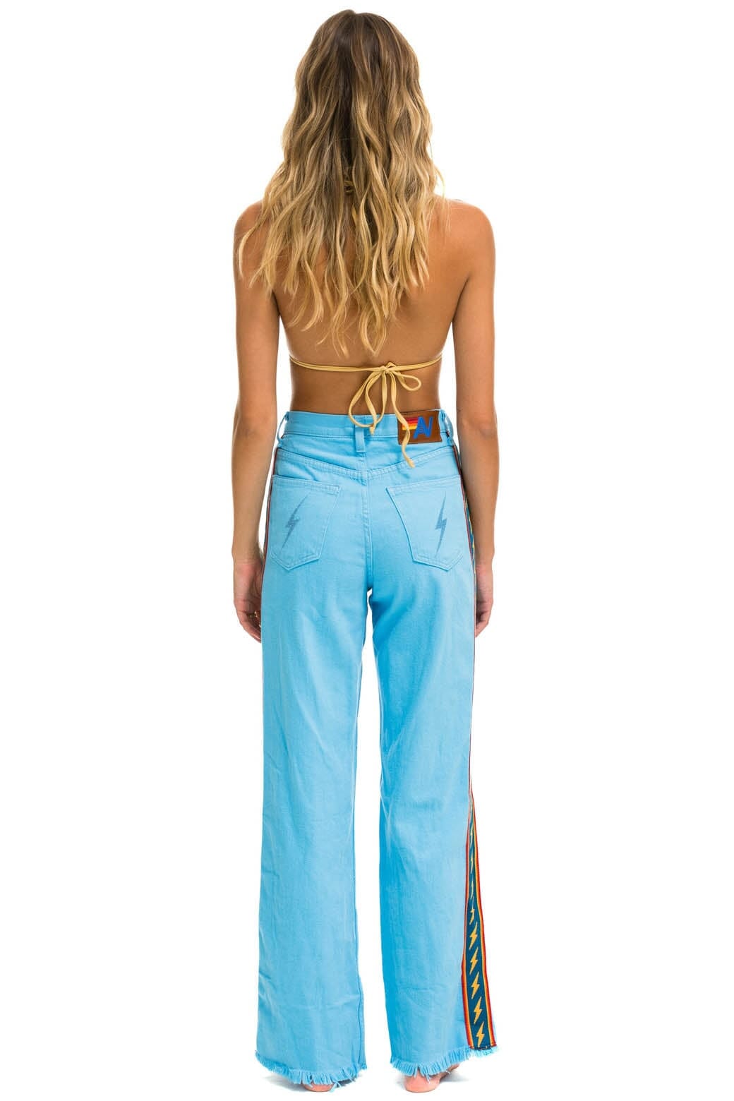 BOLT STRIPE HI RISE WIDE-LEG GYPSY JEAN - SKY