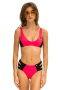COLOR BLOCK BRALETTE BIKINI TOP - RED BLACK