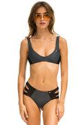 COLOR BLOCK BRALETTE BIKINI TOP - TITANIUM BLACK