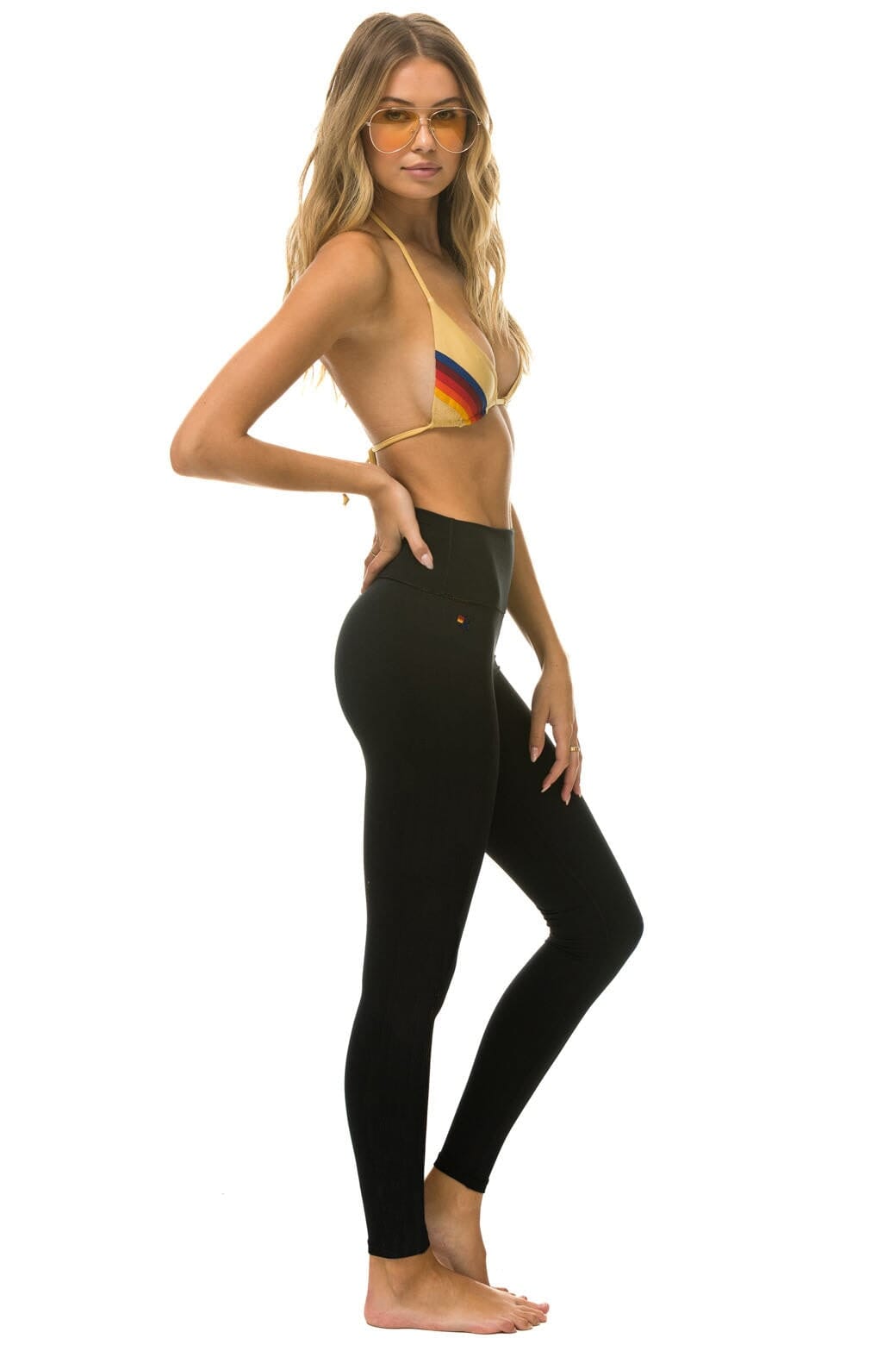 FULL LENGTH HI-RISE BOLT LEGGINGS - BLACK