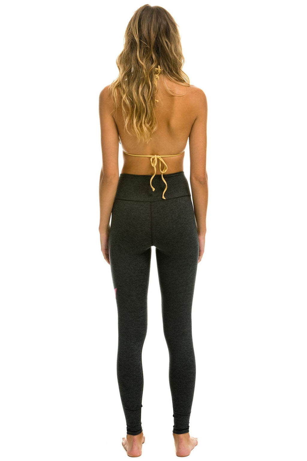FULL LENGTH HI-RISE BOLT LEGGINGS - CHARCOAL NEON PINK