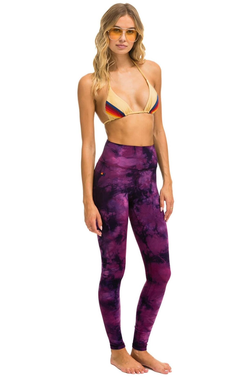 HAND DYED FULL LENGTH HI-RISE LEGGINGS - TIE DYE CRYSTAL ROSE