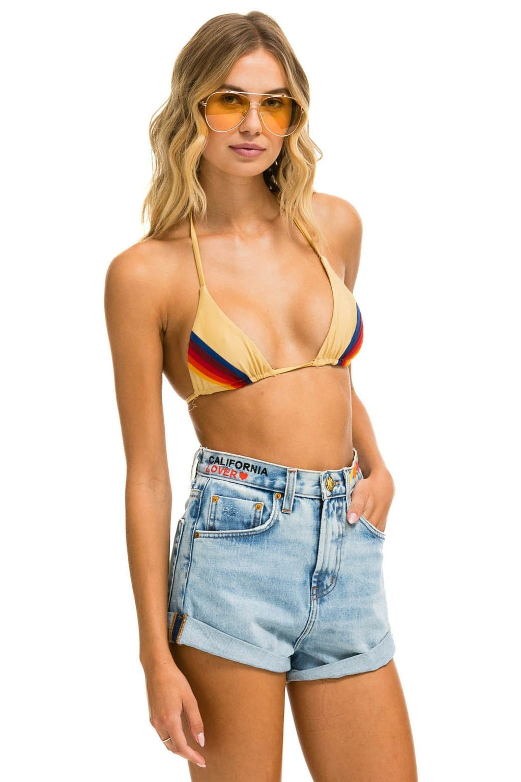 HI RISE ROCKER CALI LOVER HEART JEAN SHORTS - SUPER LIGHT