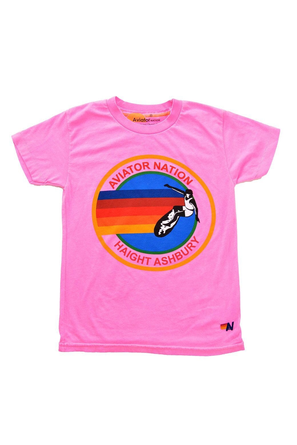 KIDS AVIATOR NATION HAIGHT ASHBURY TEE - NEON PINK