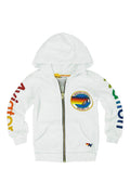 KIDS AVIATOR NATION MALIBU ZIP HOODIE - WHITE
