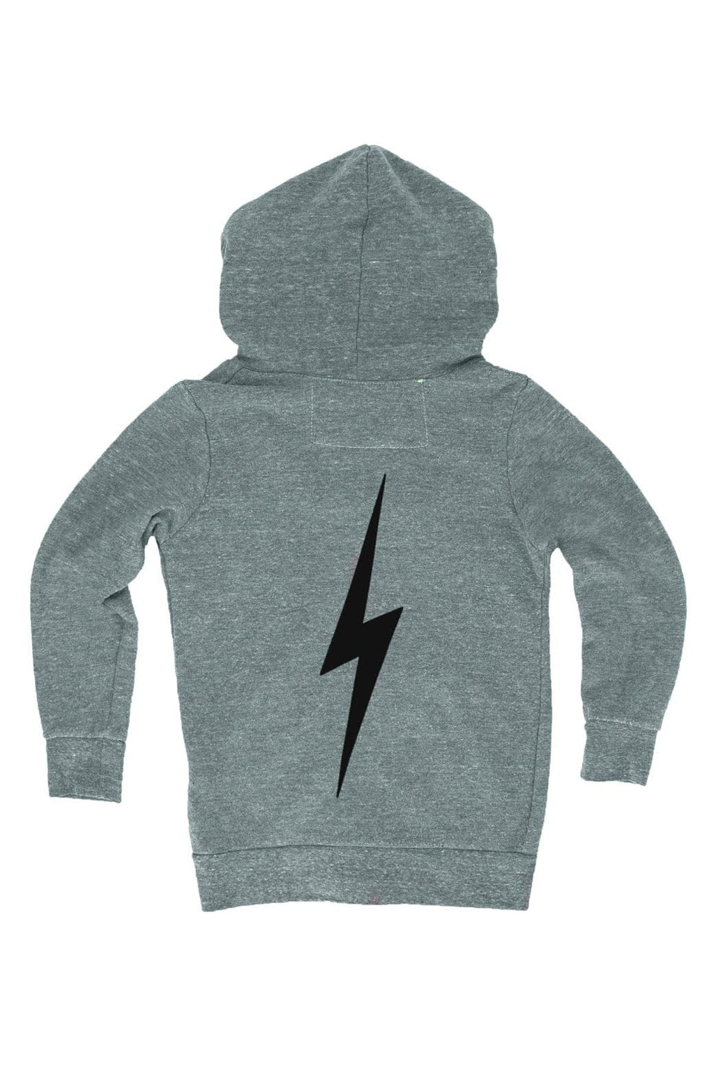 KIDS BOLT PRINT ZIP HOODIE - HEATHER GREY