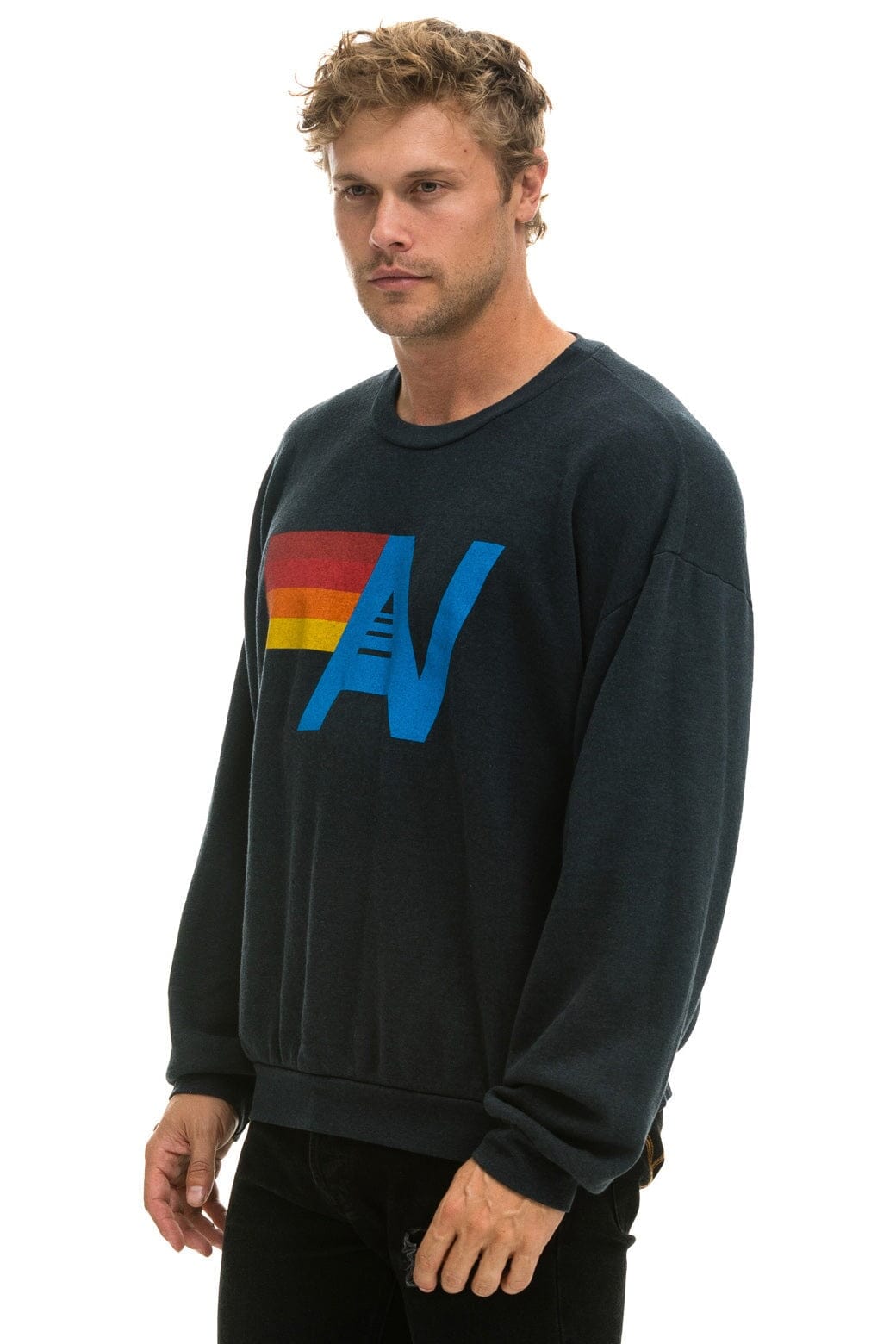 LOGO RELAXED CREW SWEATSHIRT - CHARCOAL