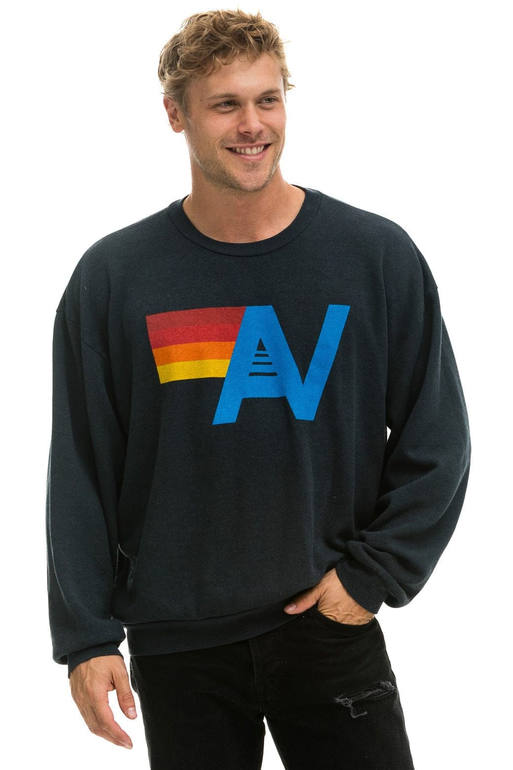 LOGO RELAXED CREW SWEATSHIRT - CHARCOAL