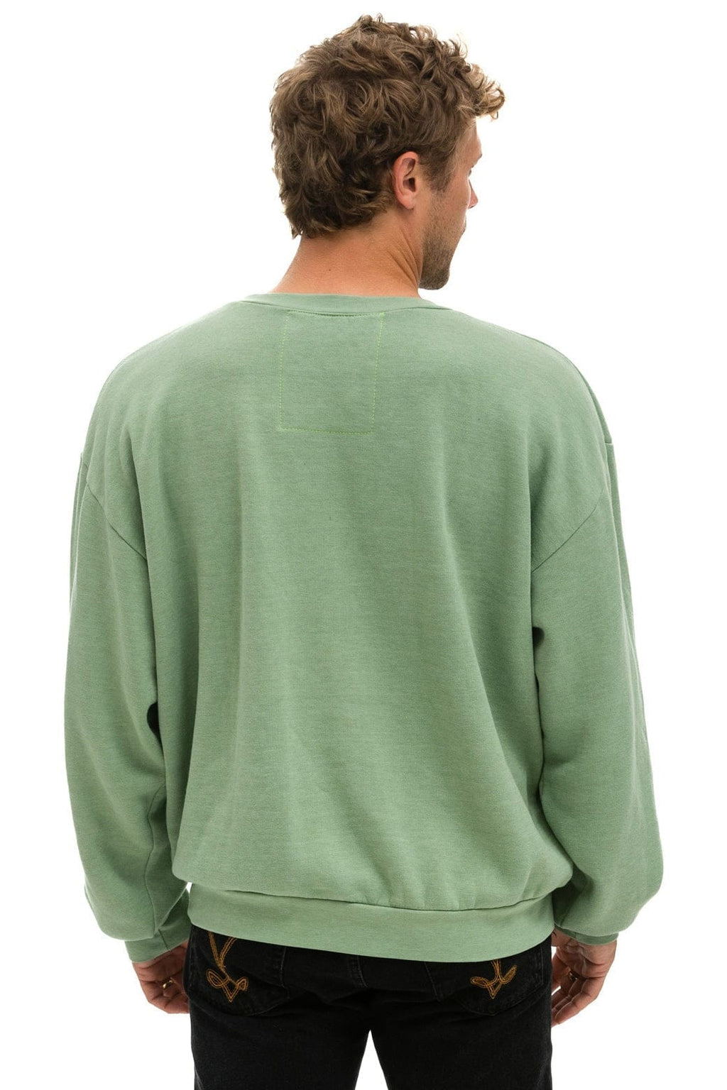 LOGO STITCH RELAXED CREW SWEATSHIRT - SAGE