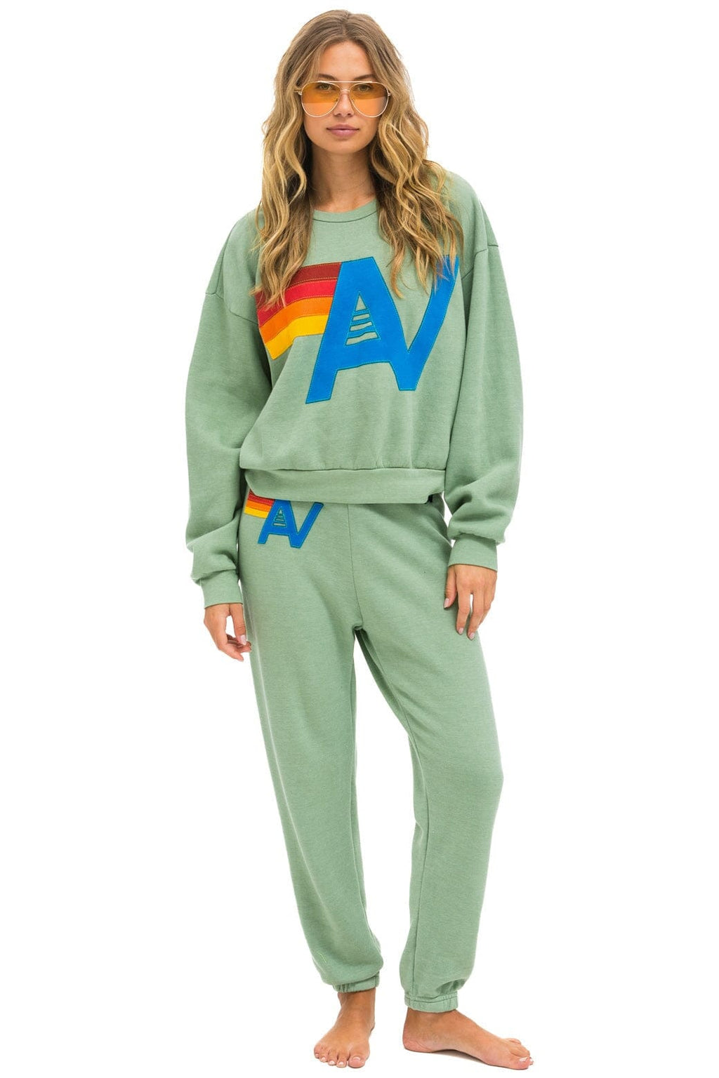LOGO STITCH RELAXED CREW SWEATSHIRT - SAGE