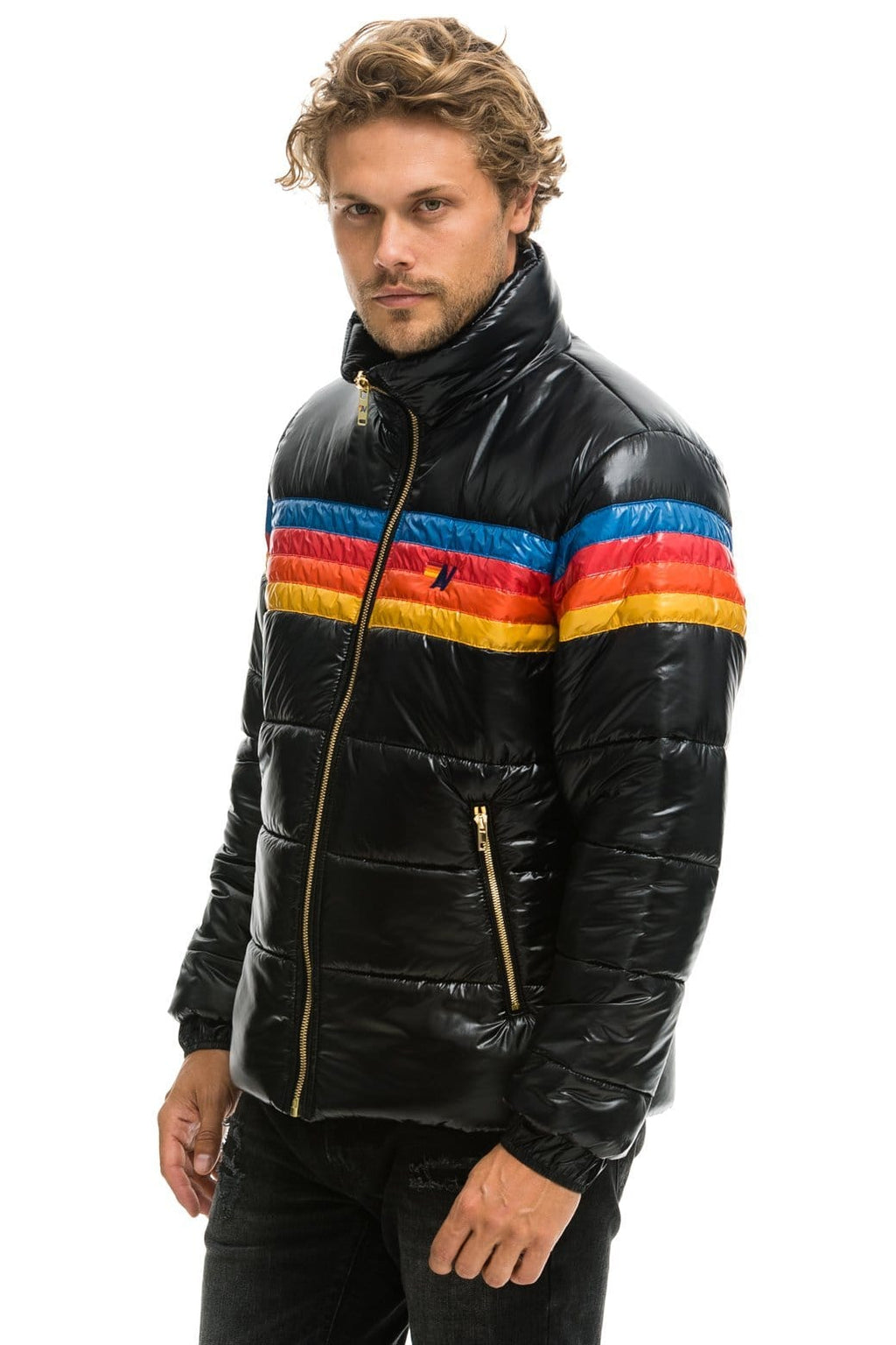 4 STRIPE LUXE TRAVELER JACKET - GLOSSY BLACK