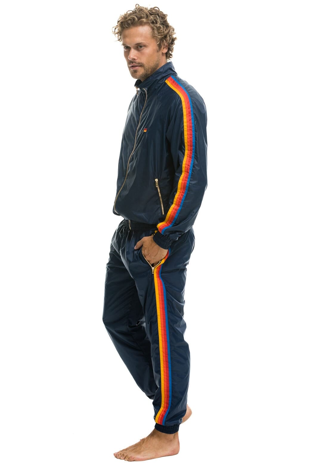 MENS 4 STRIPE WIND PANT - NAVY