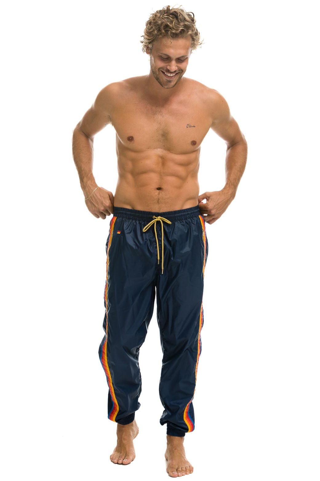 MENS 4 STRIPE WIND PANT - NAVY