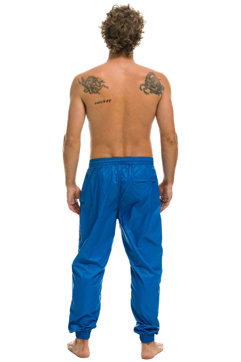 MENS 4 STRIPE WIND PANT - SNORKEL BLUE