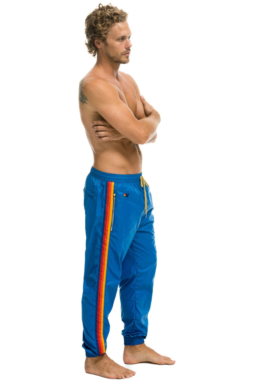 MENS 4 STRIPE WIND PANT - SNORKEL BLUE