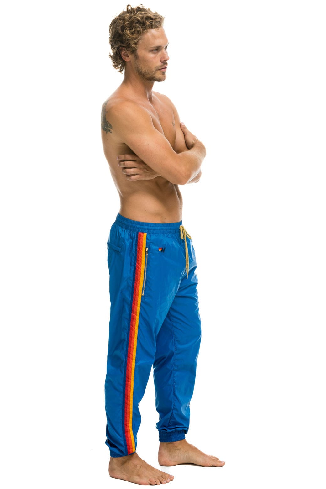 MENS 4 STRIPE WIND PANT - SNORKEL BLUE