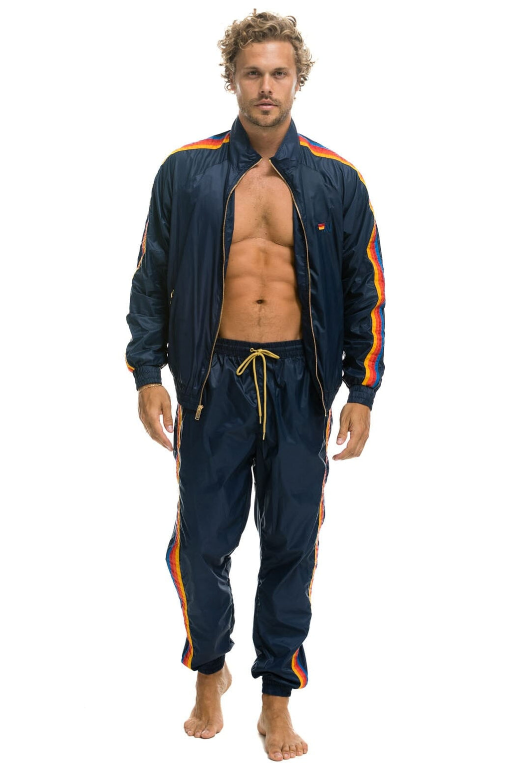 MENS 4 STRIPE WINDBREAKER - NAVY