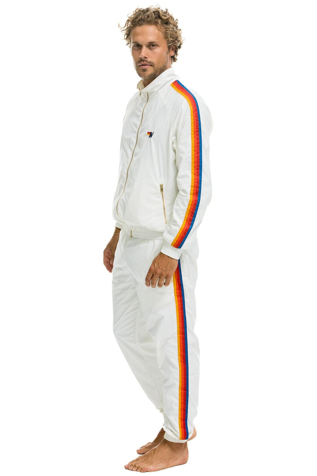 MENS 4 STRIPE WINDBREAKER - WHITE